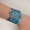 Green Leather Art Deco Bracelet - Unique Handmade Accessory - Image 7
