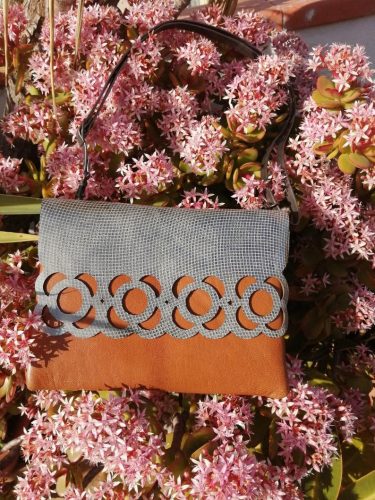 Barcelona Flower Brown/Grey Leather Bag