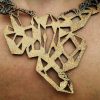 Leather laser cut Gold  Necklace - Boho Leather Statement Jewelry - Cristal form Eco frendly Design Necklace - Image 6