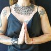 Platinum & black reversible necklace with nature-inspired design - Image 4