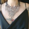 Platinium & Black reversebul Leather V Necklace Branch + Bracelet - Image 2