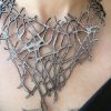 Platinium & Black reversebul Leather V Necklace Branch + Bracelet - Image 3