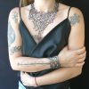 Platinium & Black reversebul Leather V Necklace Branch + Bracelet - Image 13