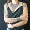 Platinium & Black reversebul Leather V Necklace Branch + Bracelet - Image 6