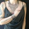 Platinium & Black reversebul Leather V Necklace Branch + Bracelet - Image 7