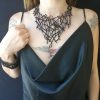 Platinium & Black reversebul Leather V Necklace Branch + Bracelet - Image 8