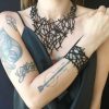 Platinium & Black reversebul Leather V Necklace Branch + Bracelet - Image 10
