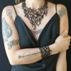 Platinium & Black reversebul Leather V Necklace Branch + Bracelet - Image 11