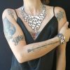 Silver color necklace with reptile scales texture design - Image 2