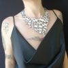 Silver color necklace with reptile scales texture design - Image 4