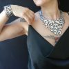 Silver color necklace with reptile scales texture design - Image 5