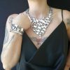 Silver color bracelet with reptile scales texture design - Image 3