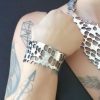 Silver color bracelet with reptile scales texture design - Image 2