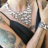 Silver color bracelet with reptile scales texture design - Image 5