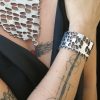 Silver color bracelet with reptile scales texture design - Image 6