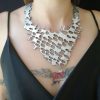 Silver color necklace with reptile scales texture design - Image 8
