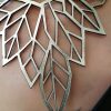 Yellow gold color lace V bib necklace, minimalist plant leaves design - Image 7