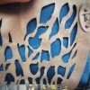Gins blue & metallic gray shoulder bag with organic textured flap - Image 5