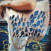 Gins blue & metallic gray shoulder bag with organic textured flap - Image 6