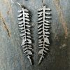 Laser cut silver plated leather leaf earrings - Image 5