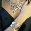 Leather laser cut Gold  Necklace - Boho Leather Statement Jewelry - Cristal form Eco frendly Design Necklace - Image 7