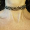 Golden leather choker with Barcelona tile flower