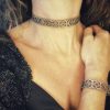 Golden leather choker with Barcelona tile flower - Image 6