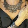 Platinum color necklace with sea coral texture design