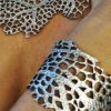 Platinum color leather bracelet with sea coral textured design - Image 5
