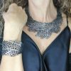 Platinum color necklace with sea coral texture design - Image 5