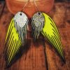 Laser cut green & silver boho leather earrings - Image 3