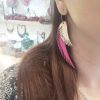Copia de Laser cut rose gold & fucsia leather earrings
