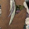Extra long leather earrings, silver, gold, platinium laser-cut leather wing earrings