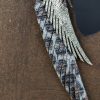 Extra long leather earrings, silver, gold, platinium laser-cut leather wing earrings - Image 2
