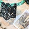 Bleu Leather Art Deco Bracelet - Unique Handmade Accessory - Image 4