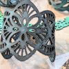 Bleu Leather Art Deco Bracelet - Unique Handmade Accessory - Image 2