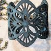 Bleu Leather Art Deco Bracelet - Unique Handmade Accessory - Image 3