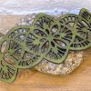 Green Leather Art Deco Bracelet - Unique Handmade Accessory - Image 2