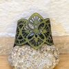 Green Leather Art Deco Bracelet - Unique Handmade Accessory