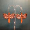 Laser cut gold & yellow dragonfly leather earrings - Image 4